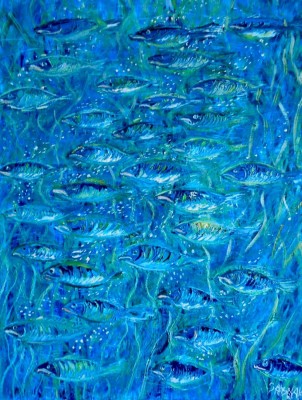 Banc de poissons bleus